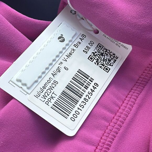 Lululemon Align V-Neck Bra Light Support, A/B Cup pow pink tone size 6 NWT - Picture 4 of 8